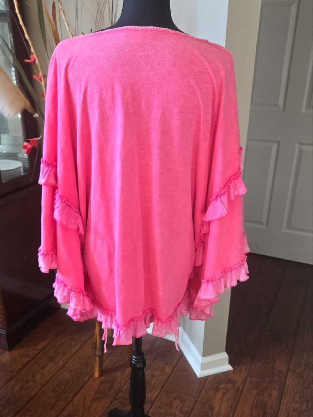 Oli & Hali Bright Pink Ruffle Drawstring Tunic - Picture 3 of 7